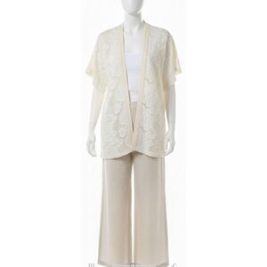 Akemi + Kin Women Small boho duster Cardigan white Roses Ivory Cream shabby chic